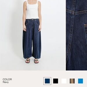 ALPHA60 Dark Blue Wide-Leg Jeans